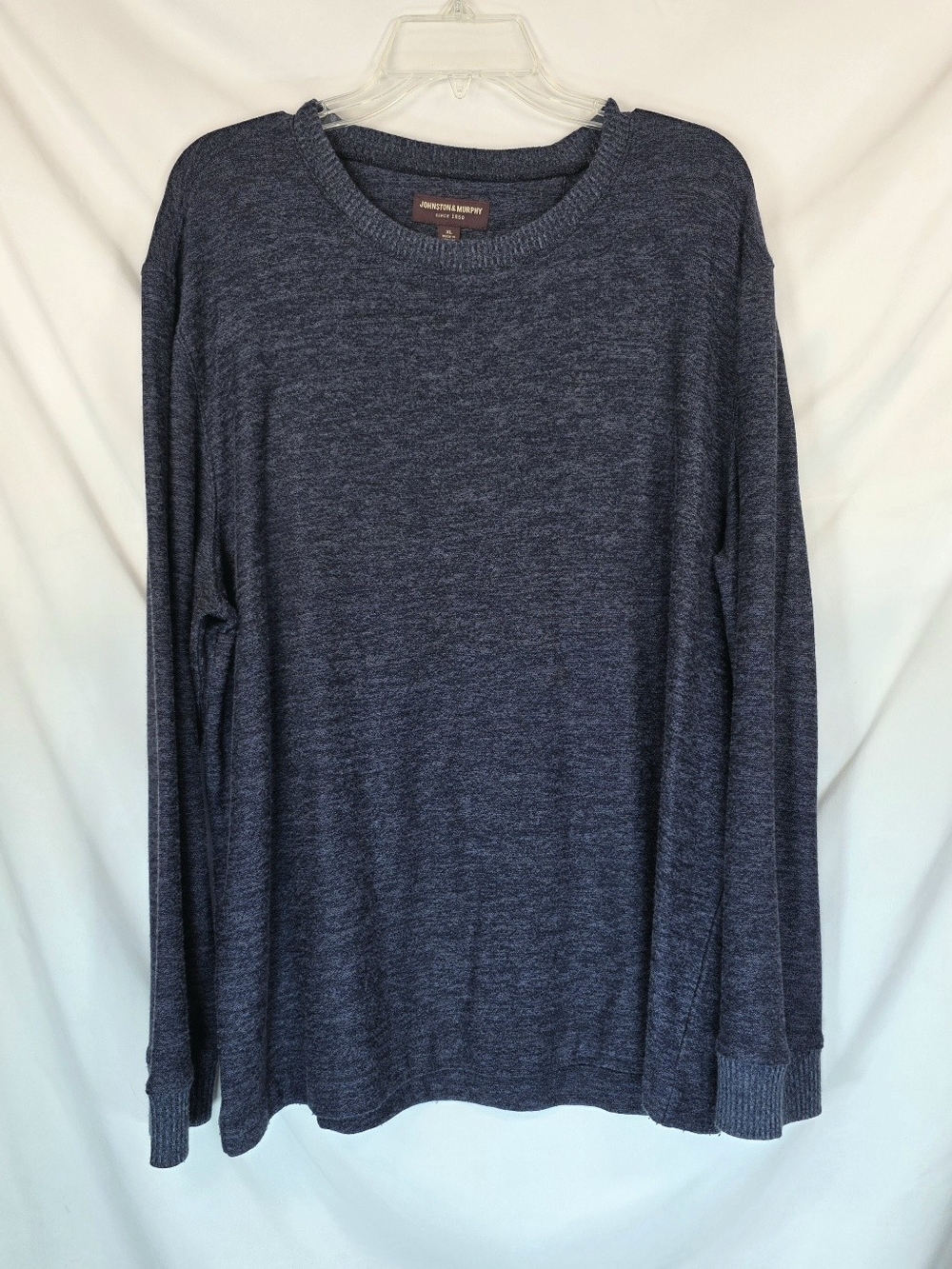 Johnston & Murphy Men's XL Navy Blue Melange Crewneck Knit Pullover Sweater